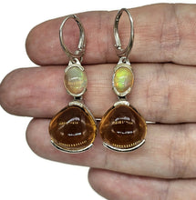 Load image into Gallery viewer, Citrine &amp; Solid Opal Earrings, November and October Birthstones, Sterling Silver - GemzAustralia 