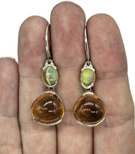 Load image into Gallery viewer, Citrine &amp; Solid Opal Earrings, November and October Birthstones, Sterling Silver - GemzAustralia 