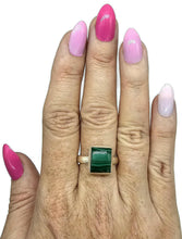 Load image into Gallery viewer, Malachite Ring, Size 11, Rectangle Shape, Sterling Silver, Rich Green Gemstone - GemzAustralia 
