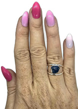 Load image into Gallery viewer, Rough Blue Apatite Ring, Size N, Sterling Silver, Raw Gemstone, Neon Blue Apatite - GemzAustralia 