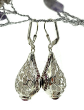 Load image into Gallery viewer, Pink Tourmaline, Garnet &amp; White Zircon Earrings, Genie Bottle Earrings, Faberge Egg Style - GemzAustralia 