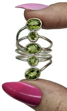 Load image into Gallery viewer, Five Stone Peridot Ring, Size 8.5, Sterling Silver, August Birthstone, Statement Piece - GemzAustralia 
