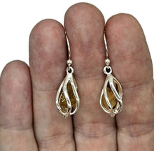 Load image into Gallery viewer, Yellow Tourmaline Cage Earrings, Sterling Silver, Raw Gemstone Earrings, Libra Birthstone - GemzAustralia 