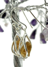 Load image into Gallery viewer, Yellow Tourmaline Cage Earrings, Sterling Silver, Raw Gemstone Earrings, Libra Birthstone - GemzAustralia 