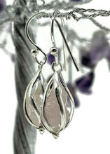 Load image into Gallery viewer, Morganite Cage Earrings, Sterling Silver, Raw Gemstone, Glassy Pink Gemstone, Pink Beryl - GemzAustralia 