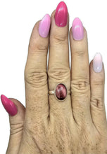 Load image into Gallery viewer, Natural Pink Cats Eye Ring, Size Q, Sterling Silver, Oval Shaped, Intuition Stone - GemzAustralia 