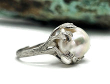 Load image into Gallery viewer, Baroque Pearl Ring, Sterling Silver, Adjustable, Giant Flameball Fireball Pearl, June Birth - GemzAustralia 