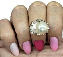 Load image into Gallery viewer, Baroque Pearl Ring, Sterling Silver, Adjustable, Giant Flameball Fireball Pearl, June Birth - GemzAustralia 