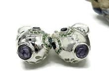 Load image into Gallery viewer, Tsavorite, London Blue Topaz, Amethyst &amp; Zircon Earrings, Genie Bottle Earrings - GemzAustralia 