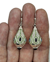 Load image into Gallery viewer, Tsavorite, London Blue Topaz, Amethyst &amp; Zircon Earrings, Genie Bottle Earrings - GemzAustralia 