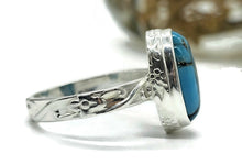 Load image into Gallery viewer, Blue Turquoise Ring, Size Q, Sterling Silver, Oval Shape, Copper Turquoise, Protection - GemzAustralia 