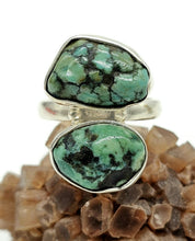 Load image into Gallery viewer, Raw Tibetan Turquoise Ring, Sterling Silver, Size O, Protection Stone, Love Rock - GemzAustralia 