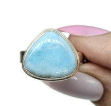 Load image into Gallery viewer, Larimar Ring, Size N, Stone of Atlantis, Dolphin Stone, Triangle Shaped, Sterling Silver - GemzAustralia 