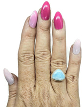 Load image into Gallery viewer, Larimar Ring, Size N, Stone of Atlantis, Dolphin Stone, Triangle Shaped, Sterling Silver - GemzAustralia 