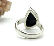 Load image into Gallery viewer, Shungite Ring, Size 6, Sterling Silver, Triangle Shaped, Black Lustrous Gemstone - GemzAustralia 