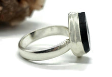 Load image into Gallery viewer, Shungite Ring, Size 6, Sterling Silver, Triangle Shaped, Black Lustrous Gemstone - GemzAustralia 