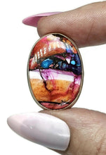 Load image into Gallery viewer, Oyster Turquoise &amp; Pink Opal Ring, Size N, Sterling Silver, Copper Turquoise, Love Stone - GemzAustralia 