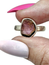 Load image into Gallery viewer, Watermelon Tourmaline Ring, Size 8, Sterling Silver, Pink &amp; Green Tourmaline, Heart Stone - GemzAustralia 