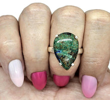 Load image into Gallery viewer, Azurite Malachite Ring, Size S, Sterling Silver, Pear Shaped, Green Blue Gem - GemzAustralia 