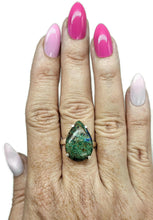 Load image into Gallery viewer, Azurite Malachite Ring, Size S, Sterling Silver, Pear Shaped, Green Blue Gem - GemzAustralia 