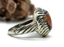 Load image into Gallery viewer, Oval Oyster Turquoise Ring, Camouflage Stone, Size 7, Sterling Silver, Love Stone - GemzAustralia 