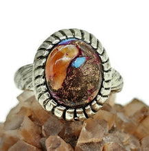 Load image into Gallery viewer, Oval Oyster Turquoise Ring, Camouflage Stone, Size 7, Sterling Silver, Love Stone - GemzAustralia 