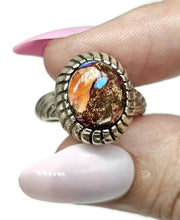 Load image into Gallery viewer, Oval Oyster Turquoise Ring, Camouflage Stone, Size 7, Sterling Silver, Love Stone - GemzAustralia 
