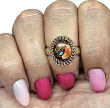 Load image into Gallery viewer, Oval Oyster Turquoise Ring, Camouflage Stone, Size 7, Sterling Silver, Love Stone - GemzAustralia 