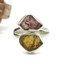 Load image into Gallery viewer, Pink &amp; Yellow Tourmaline Ring, Size 7, Sterling Silver, Rough Tourmaline, Raw Gemstones - GemzAustralia 