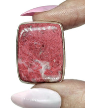 Load image into Gallery viewer, Rectangle Thulite Ring, size Q, Sterling Silver, Vibrant Pink Gemstone, Pink Zoisite - GemzAustralia 