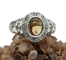 Load image into Gallery viewer, Dusty Pink Tourmaline Ring, Size S, Sterling Silver, oval cabochon Gemstone, Heart Chakra - GemzAustralia 