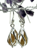 Load image into Gallery viewer, Yellow Tourmaline Cage Earrings, Sterling Silver, Raw Gemstone Earrings, Libra Birthstone - GemzAustralia 