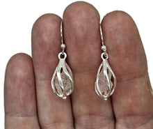 Load image into Gallery viewer, Morganite Cage Earrings, Sterling Silver, Raw Gemstone, Glassy Pink Gemstone, Pink Beryl - GemzAustralia 