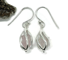 Load image into Gallery viewer, Morganite Cage Earrings, Sterling Silver, Raw Gemstone, Glassy Pink Gemstone, Pink Beryl - GemzAustralia 