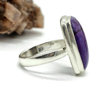 Load image into Gallery viewer, Purple Turquoise Ring, Size 5.5, Sterling Silver, Rectangle Shaped, Goddess Gem - GemzAustralia 