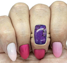 Load image into Gallery viewer, Purple Turquoise Ring, Size 5.5, Sterling Silver, Rectangle Shaped, Goddess Gem - GemzAustralia 