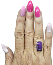 Load image into Gallery viewer, Purple Turquoise Ring, Size 5.5, Sterling Silver, Rectangle Shaped, Goddess Gem - GemzAustralia 