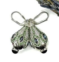 Load image into Gallery viewer, Tsavorite, London Blue Topaz, Amethyst &amp; Zircon Earrings, Genie Bottle Earrings - GemzAustralia 