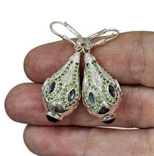 Load image into Gallery viewer, Tsavorite, London Blue Topaz, Amethyst &amp; Zircon Earrings, Genie Bottle Earrings - GemzAustralia 