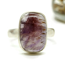 Load image into Gallery viewer, Super 7 ring, Size P, Cacoxenite Ring, Rectangle Shaped, Melody Stone Ring, Sterling Silver - GemzAustralia 