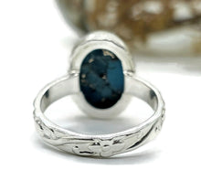 Load image into Gallery viewer, Blue Turquoise Ring, Size Q, Sterling Silver, Oval Shape, Copper Turquoise, Protection - GemzAustralia 