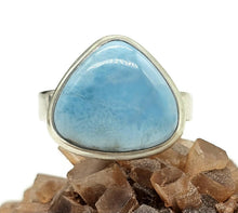 Load image into Gallery viewer, Larimar Ring, Size N, Stone of Atlantis, Dolphin Stone, Triangle Shaped, Sterling Silver - GemzAustralia 