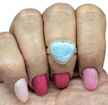 Load image into Gallery viewer, Larimar Ring, Size N, Stone of Atlantis, Dolphin Stone, Triangle Shaped, Sterling Silver - GemzAustralia 