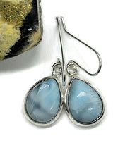 Load image into Gallery viewer, Teardrop Larimar Earrings, Blue &amp; White Stone, Dolphin Stone, Stone of Atlantis, Sterling - GemzAustralia 