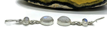 Load image into Gallery viewer, Rainbow Moonstone Double Drop Earrings, Sterling Silver, Goddess Gemstone - GemzAustralia 