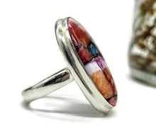 Load image into Gallery viewer, Oyster Turquoise &amp; Pink Opal Ring, Size N, Sterling Silver, Copper Turquoise, Love Stone - GemzAustralia 