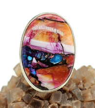 Load image into Gallery viewer, Oyster Turquoise &amp; Pink Opal Ring, Size N, Sterling Silver, Copper Turquoise, Love Stone - GemzAustralia 