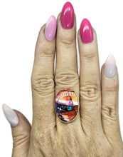 Load image into Gallery viewer, Oyster Turquoise &amp; Pink Opal Ring, Size N, Sterling Silver, Copper Turquoise, Love Stone - GemzAustralia 