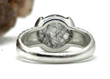 Load image into Gallery viewer, Black Rutile Ring, size O, Sterling Silver, Schorl Stone, Round Shaped, Black Tourmaline - GemzAustralia 