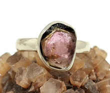 Load image into Gallery viewer, Watermelon Tourmaline Ring, Size 8, Sterling Silver, Pink &amp; Green Tourmaline, Heart Stone - GemzAustralia 